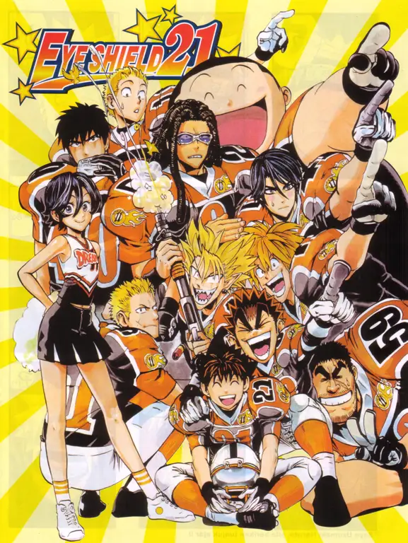 Gambar adegan aksi Eyeshield 21 yang menegangkan