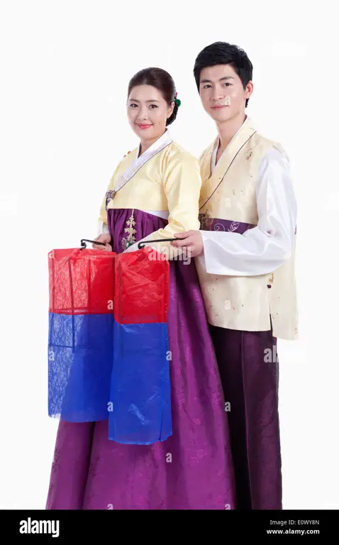 Pasangan dalam pakaian tradisional Korea