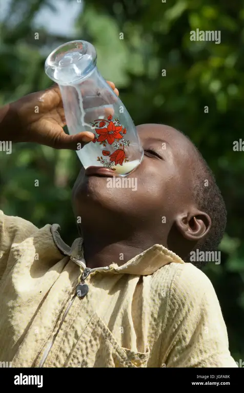 Gambar anak yang gembira minum susu