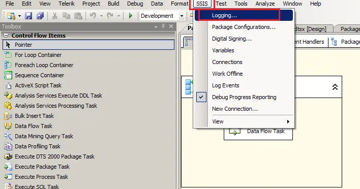 Gambar contoh analisis file log SSIS