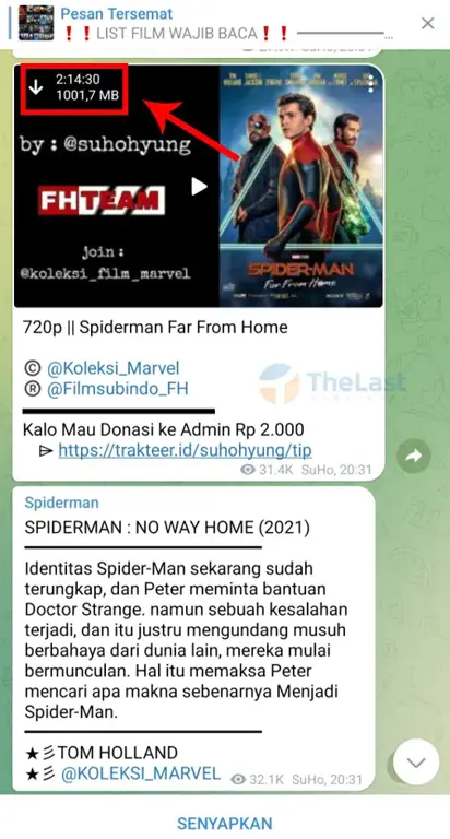 Gambar berbagai video viral di Telegram