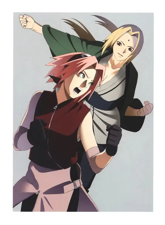 Gambar artwork resmi Naruto dan Tsunade dari seri Naruto