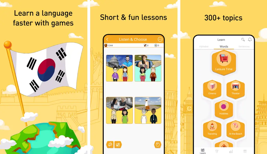 Gambar aplikasi belajar bahasa Korea di smartphone