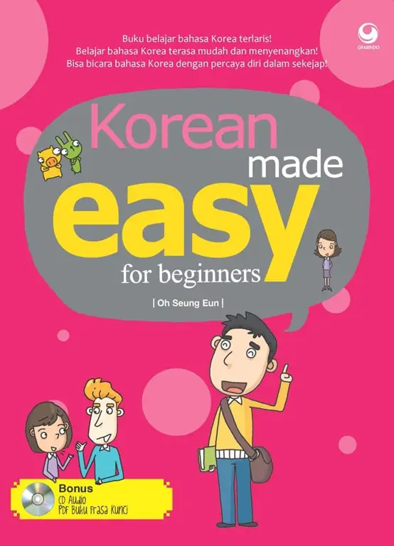 Buku teks bahasa Korea yang terbuka pada halaman tentang keluarga