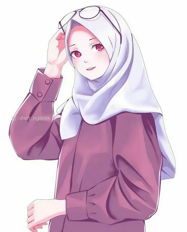 Gambar berbagai gaya hijab dalam anime