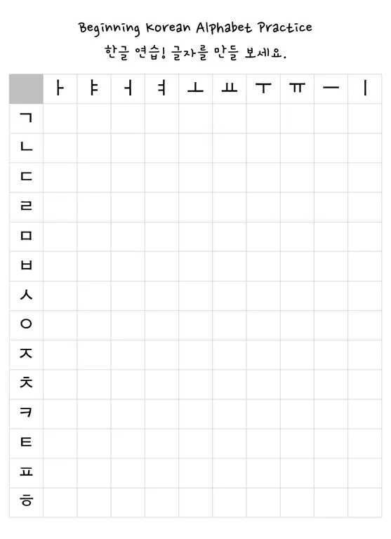 Seseorang sedang berlatih menulis huruf Hangul