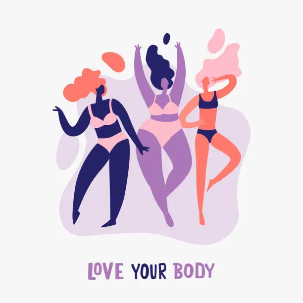 Ilustrasi wanita dengan body positive