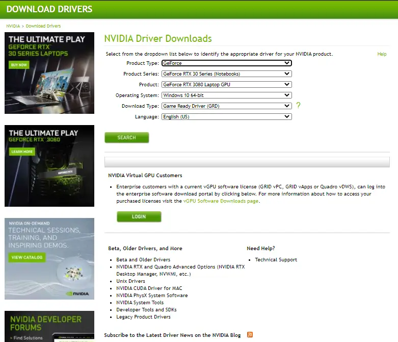 Gambar proses pengunduhan driver Nvidia