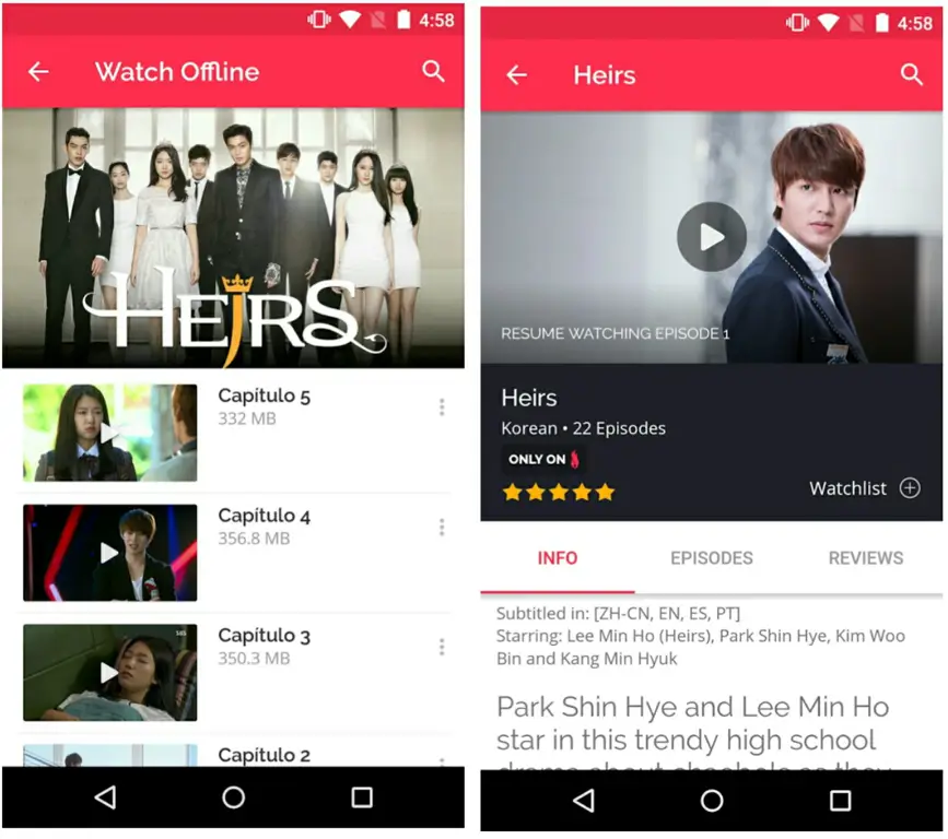 Antarmuka situs streaming drama Korea