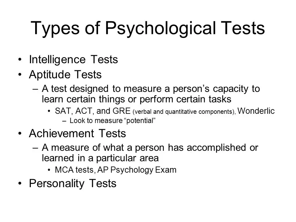 Berbagai jenis tes psikologi