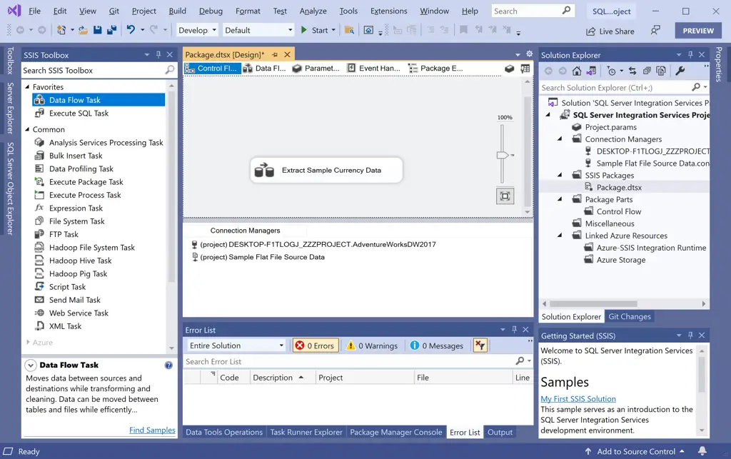 Contoh Data Flow Task di SSIS