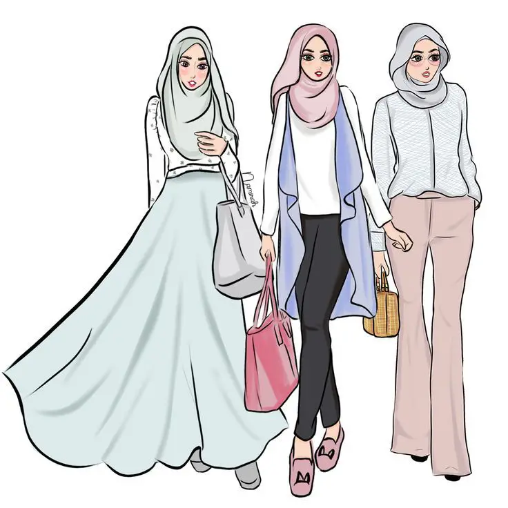 Gambar anime hijab yang sudah diwarnai