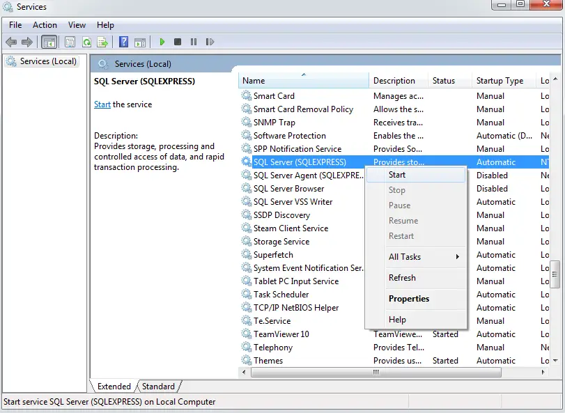 Gambar kode kesalahan SQL Server