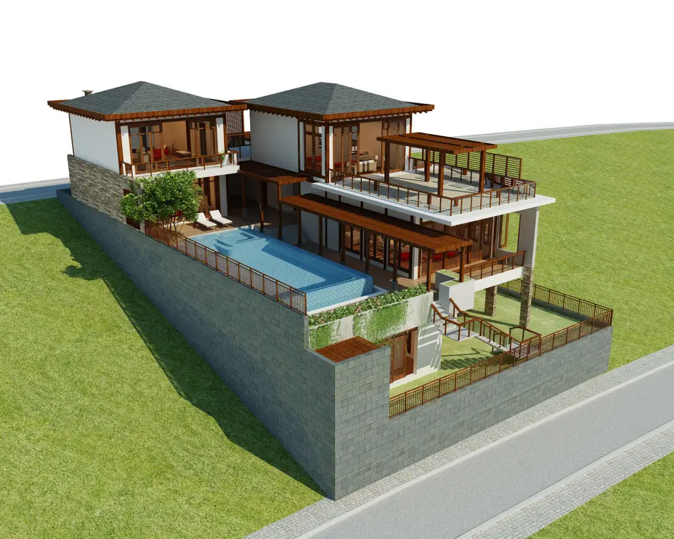 Model 3D sebuah rumah