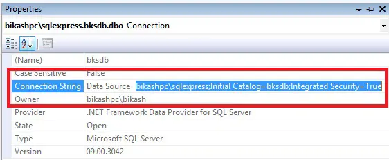 Contoh string koneksi SQL Server