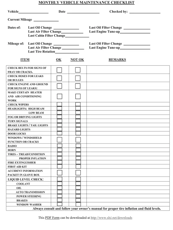 Daftar periksa perawatan mobil