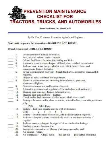 Daftar periksa perawatan truk