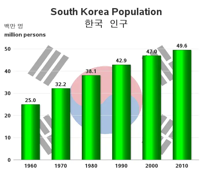 Grafik yang menunjukkan data demografis Korea Selatan tahun 2021