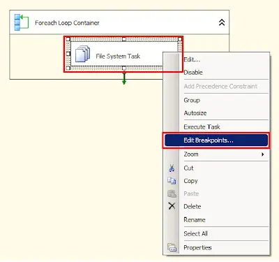 Gambar ilustrasi debugging paket SSIS