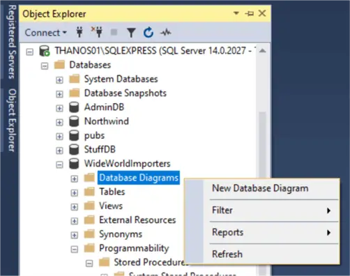 Diagram koneksi database SQL Server