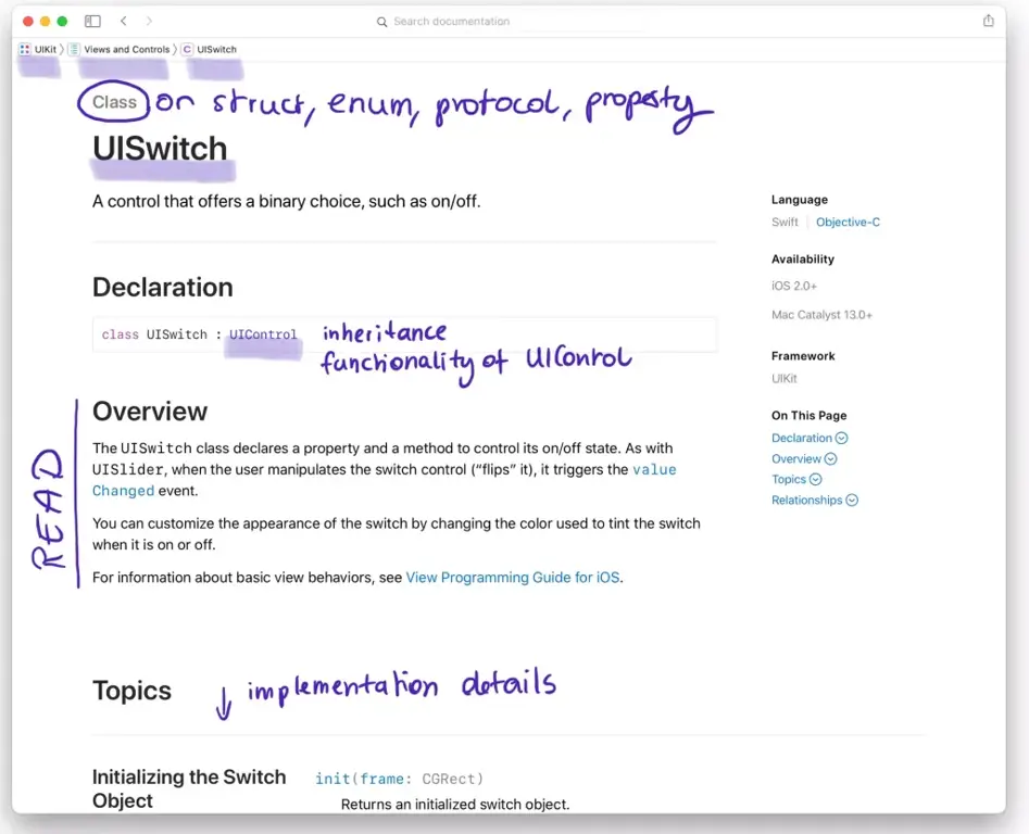 Gambar dokumentasi pengembang Apple