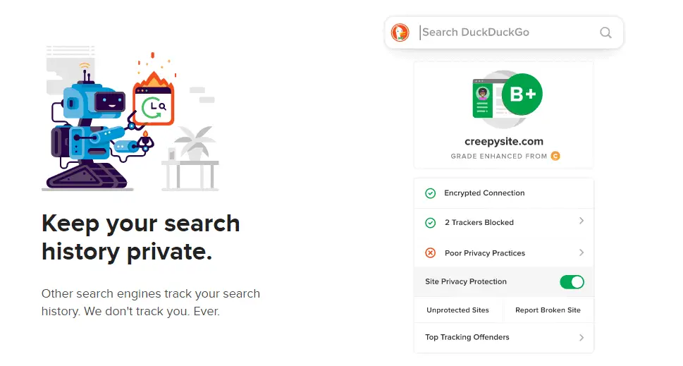 Gambar yang menjelaskan privasi DuckDuckGo