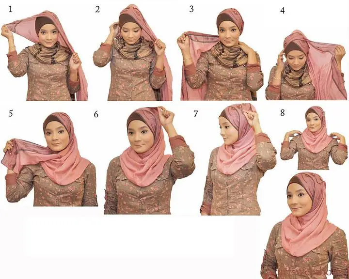 Berbagai gaya hijab pashmina