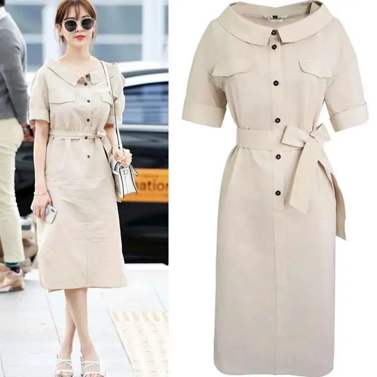 Outfit semi formal wanita Korea dengan blouse dan celana kulot