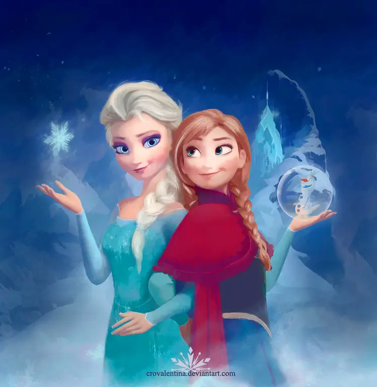 Gambar Elsa dan Anna dari film Frozen