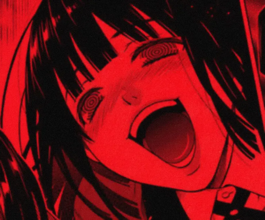 Gambar estetika merah pada latar belakang anime