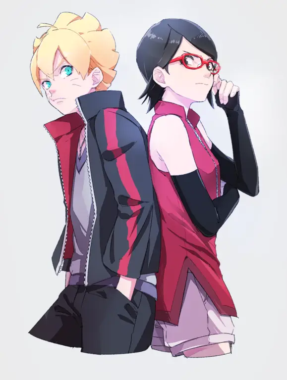 Gambar fanart Boruto dan teman-temannya yang ramah keluarga