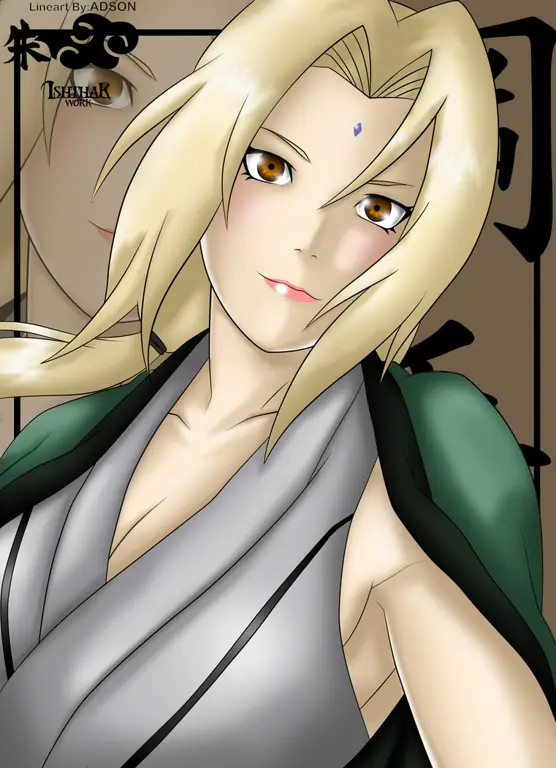 Gambar fanart Tsunade dari Naruto dalam gaya dewasa