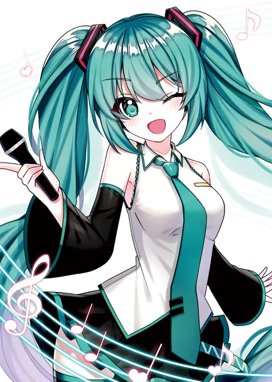 Gambar fanart Hatsune Miku yang positif dan ramah keluarga