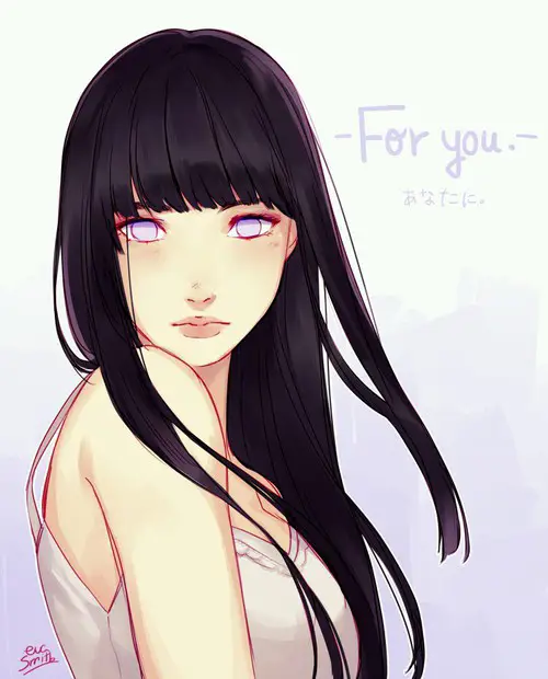 Gambar fanart Hinata Hyuga yang sesuai dengan pedoman komunitas.