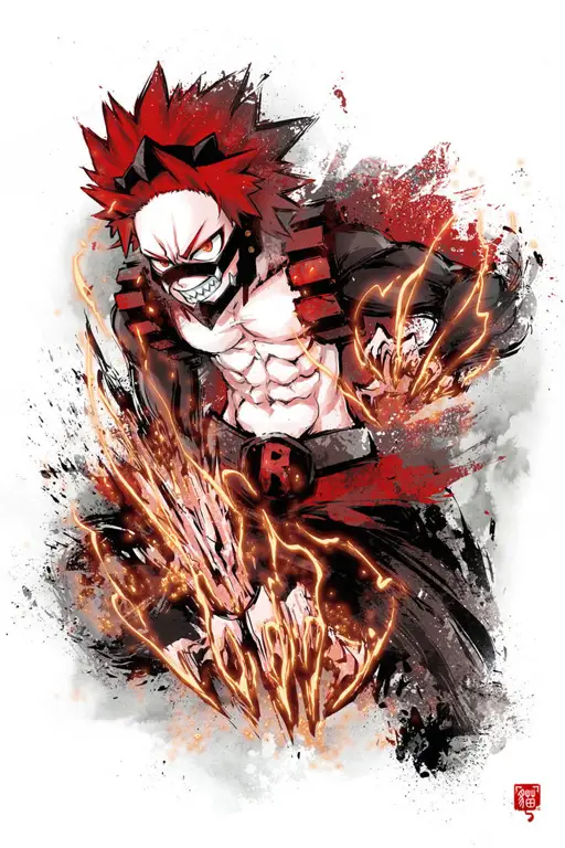 Gambar fanart Kirishima yang positif dan ramah keluarga