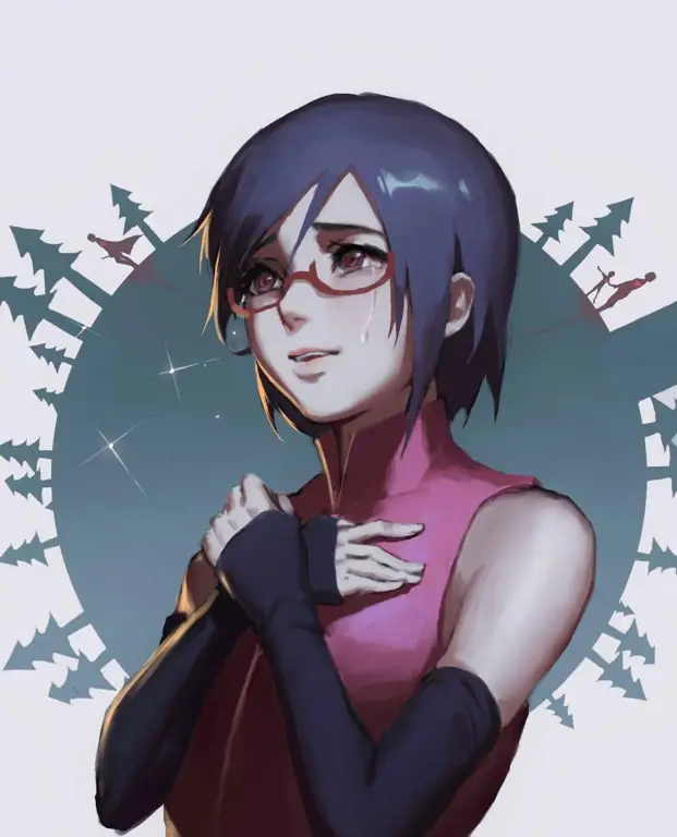 Gambar fanart Sarada Uchiha yang aman dan sesuai usia