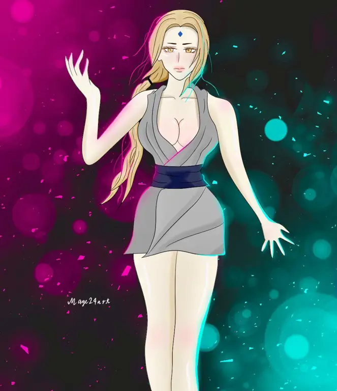 Gambar fanart Tsunade yang positif dan ramah