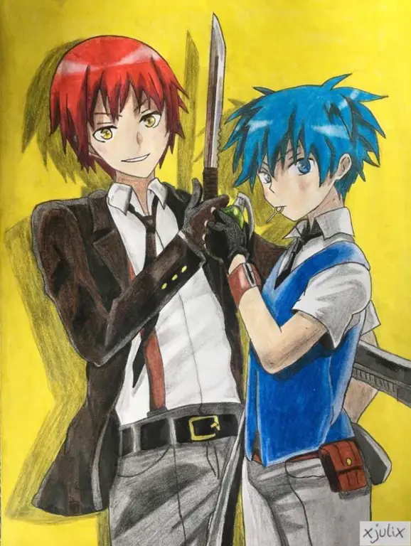 Gambar fanart Assassination Classroom yang menunjukkan sisi positif karakter