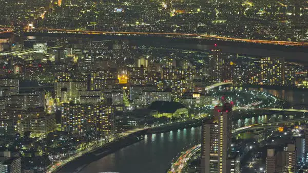 Pemandangan kota Tokyo dengan efek time lapse