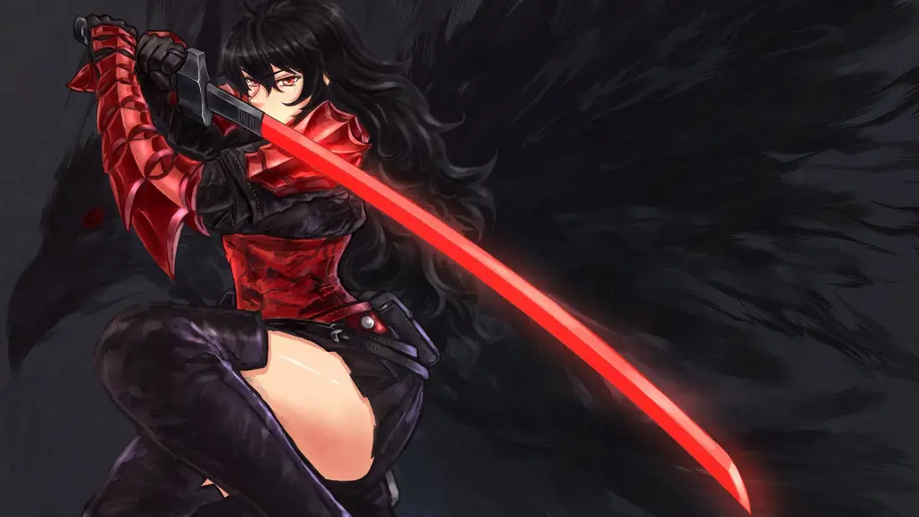 Ilustrasi gadis anime dengan katana