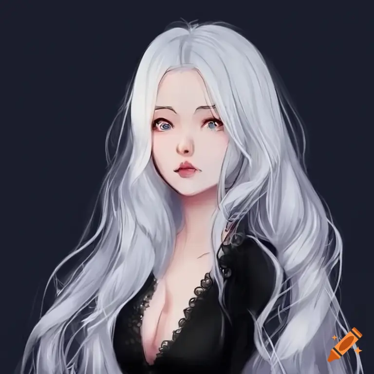 Ilustrasi gadis anime Jepang dengan rambut putih