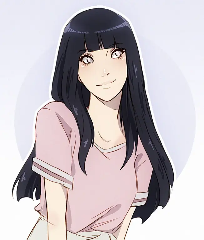 Gambar resmi Hinata Hyuga dari serial Naruto.