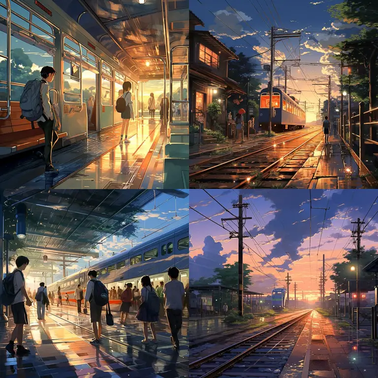 Gambar yang menampilkan gaya animasi khas Makoto Shinkai