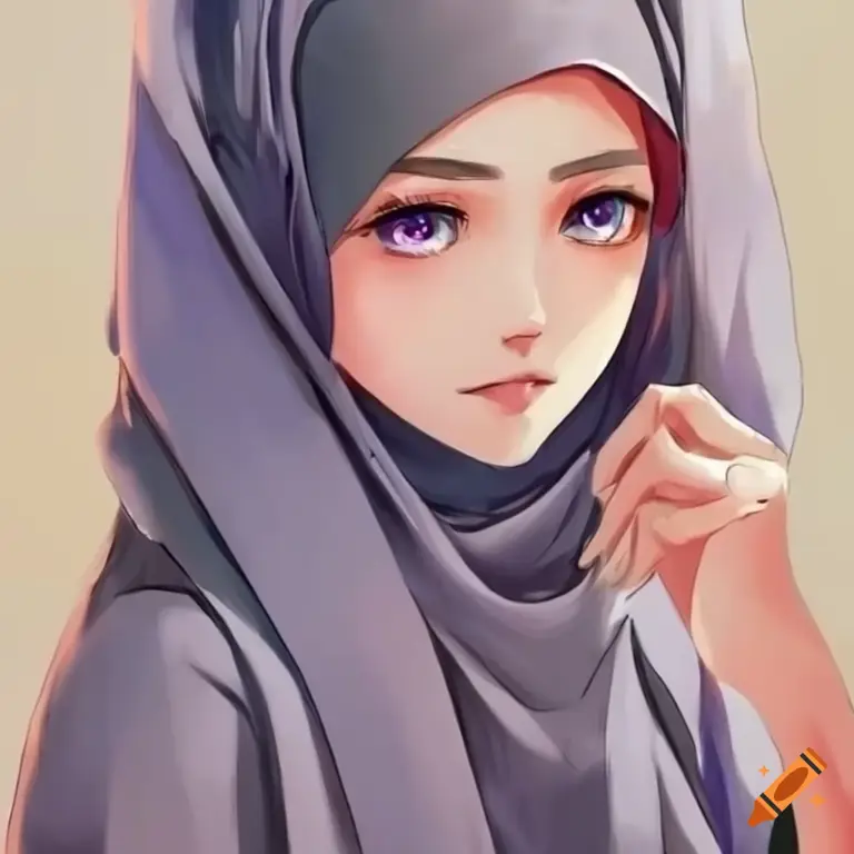 Gambar ilustrasi hijab dengan gaya anime yang modis