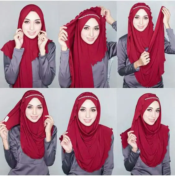 Foto model hijab dengan gaya yang cantik dan elegan