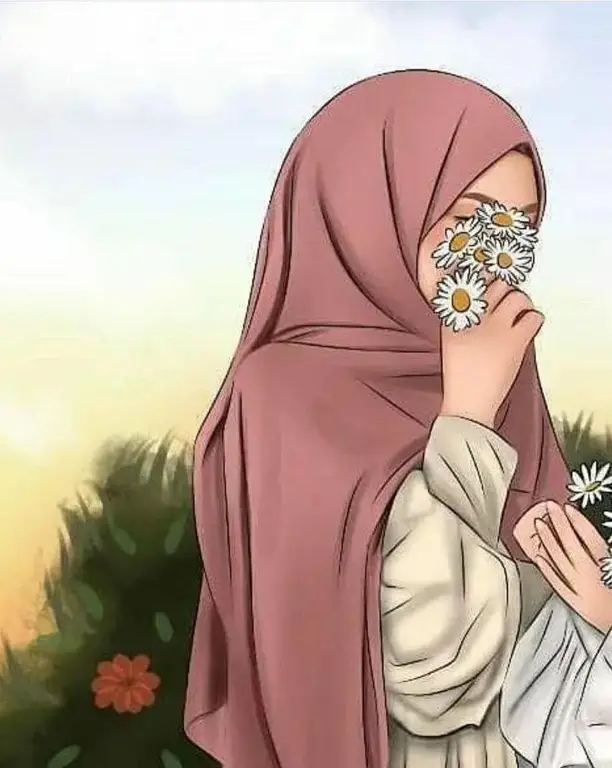 Kartun yang menampilkan gaya hijab modern