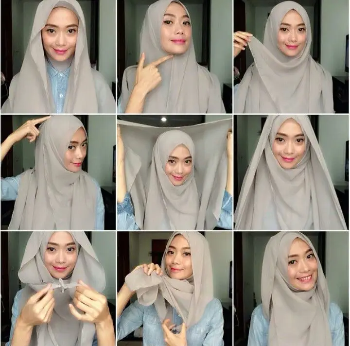 Foto perempuan muda berhijab sederhana dengan gaya modern