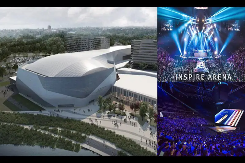 Gambar gedung Inspire Arena Korea yang modern dan futuristik