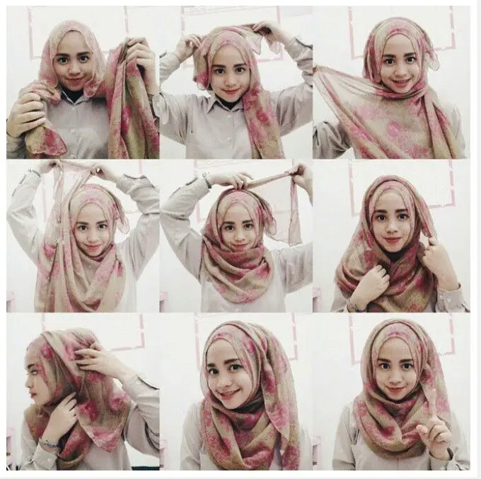 Tutorial hijab segi empat simple untuk wajah bulat