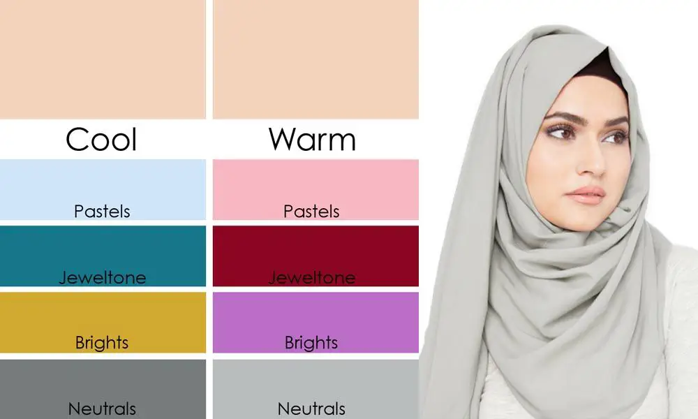 Hijab warna-warna tanah seperti cokelat muda, krem, dan beige cocok untuk kulit kuning langsat dengan undertone hangat.